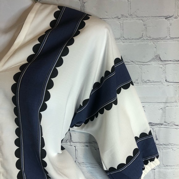 NWOT- Blue Grey & White,  Graphic print blouse- see picture for detail - Picture 2 of 2